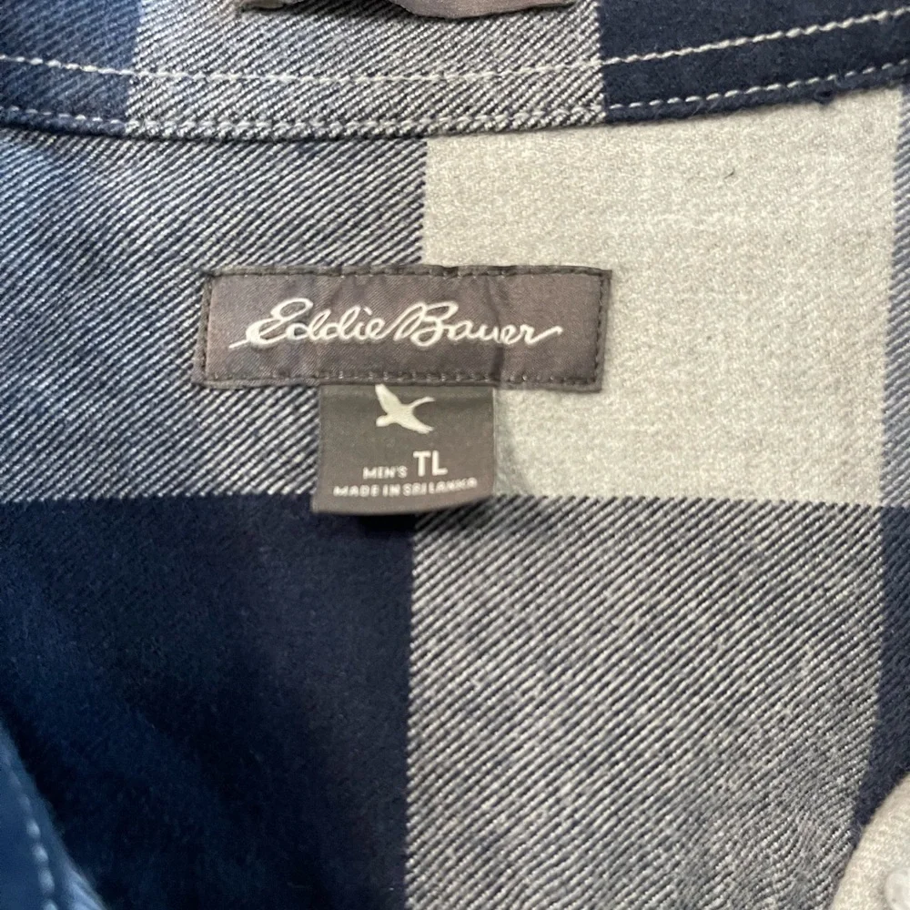 Men's Blue and Gray flannel Shirt Eddie Bauer size TL